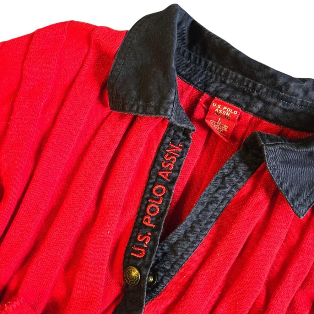 US Polo Assn. Red Navy knit collar sweater / XL / preppy, golf, classic, beach